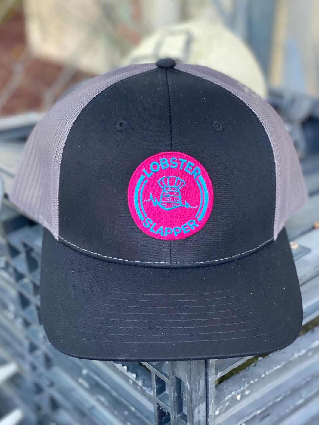 Hot Pink & Teal Logo Black Hat