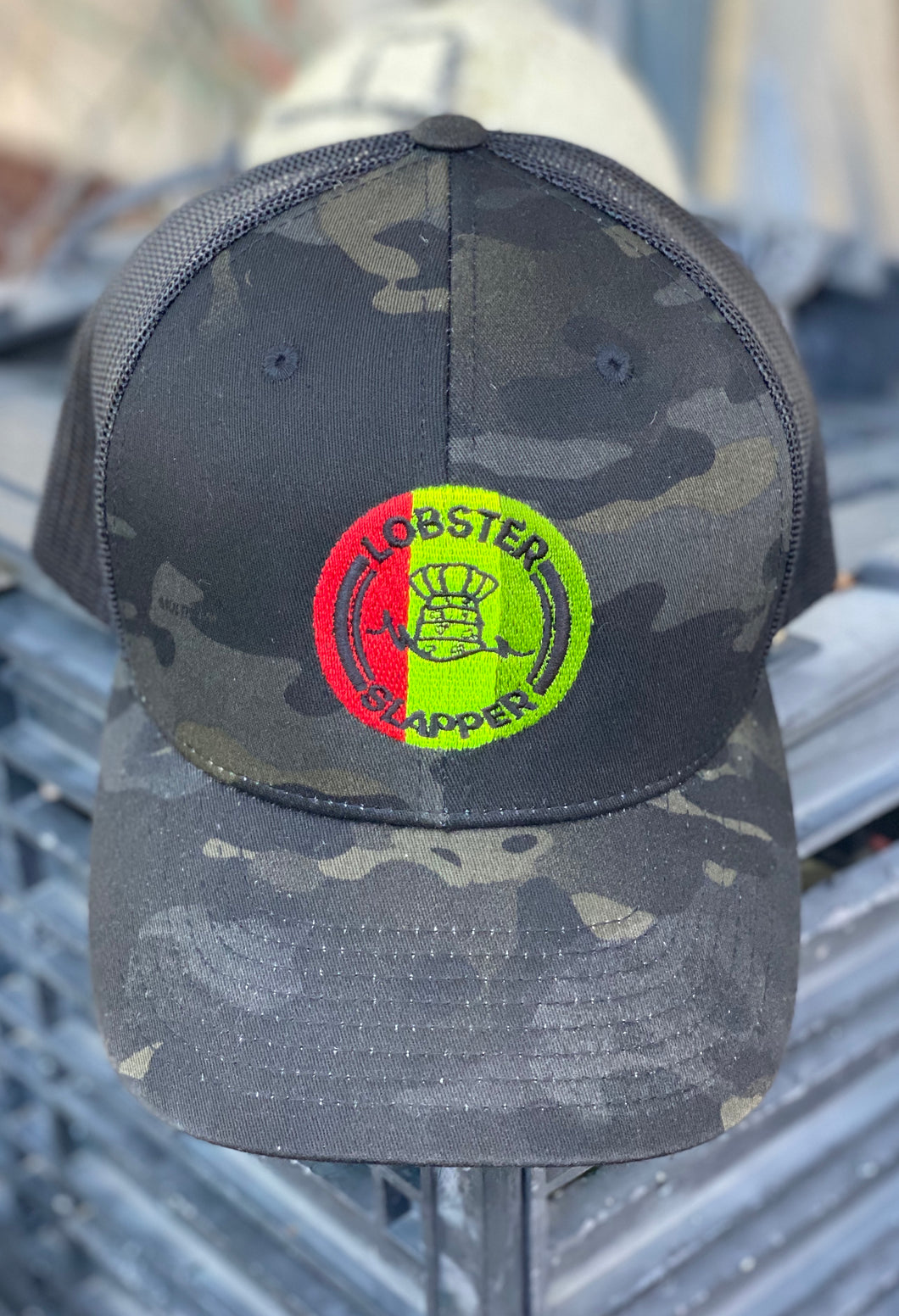 Camo Hat w/ Rasta Lobster Slapper Logo